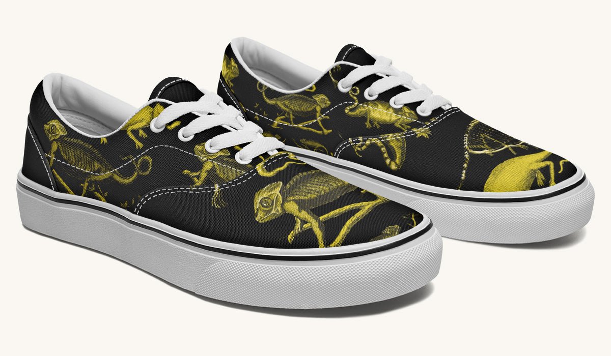 Reptilian In Bloom Yellow Black Classic Shoes - Jaded Lament