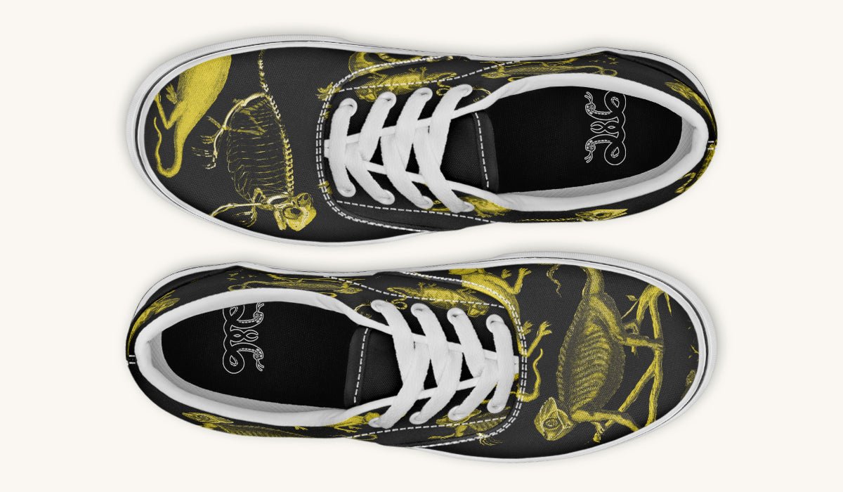 Reptilian In Bloom Yellow Black Classic Shoes - Jaded Lament