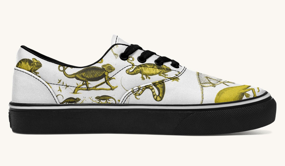 Reptilian In Bloom Yellow White Classic Shoes - Jaded Lament