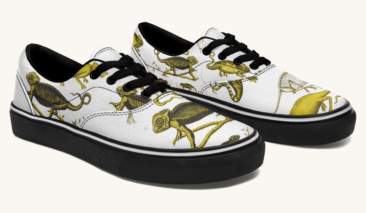 Reptilian In Bloom Yellow White Classic Shoes - Jaded Lament