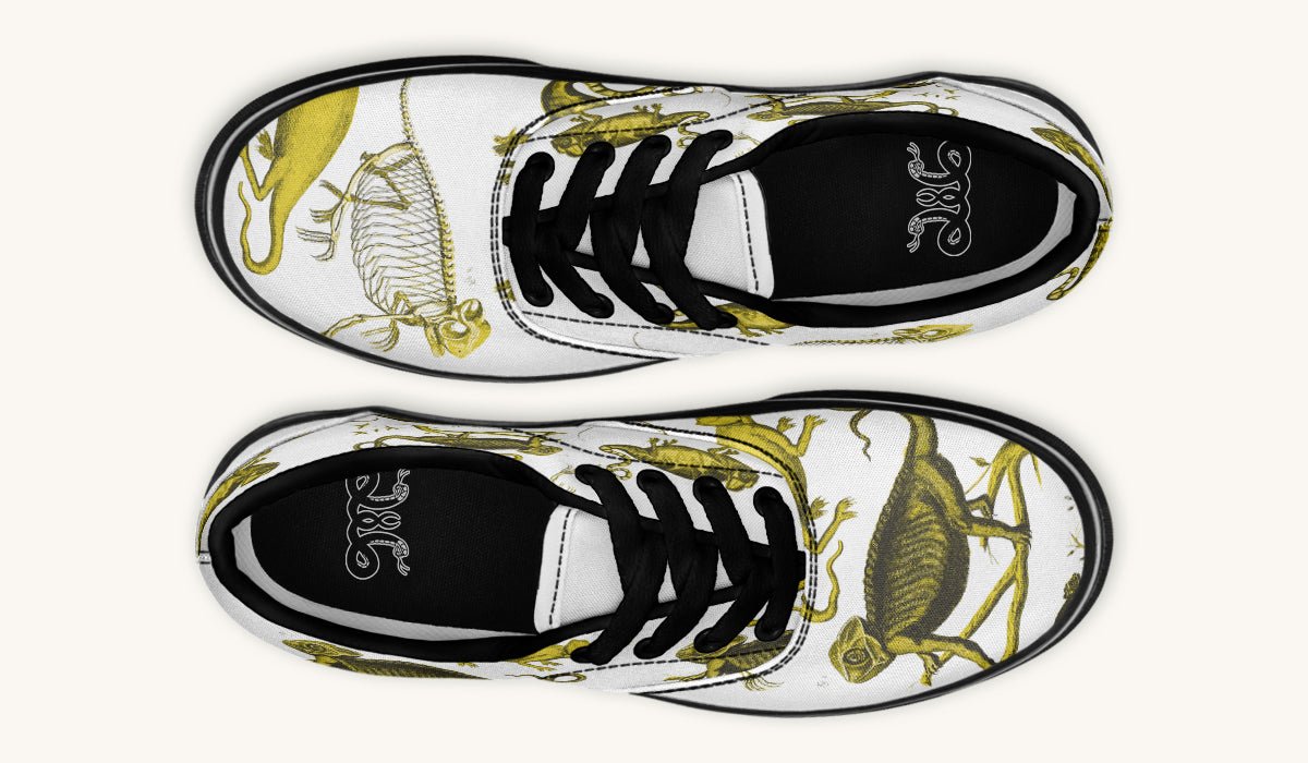 Reptilian In Bloom Yellow White Classic Shoes - Jaded Lament