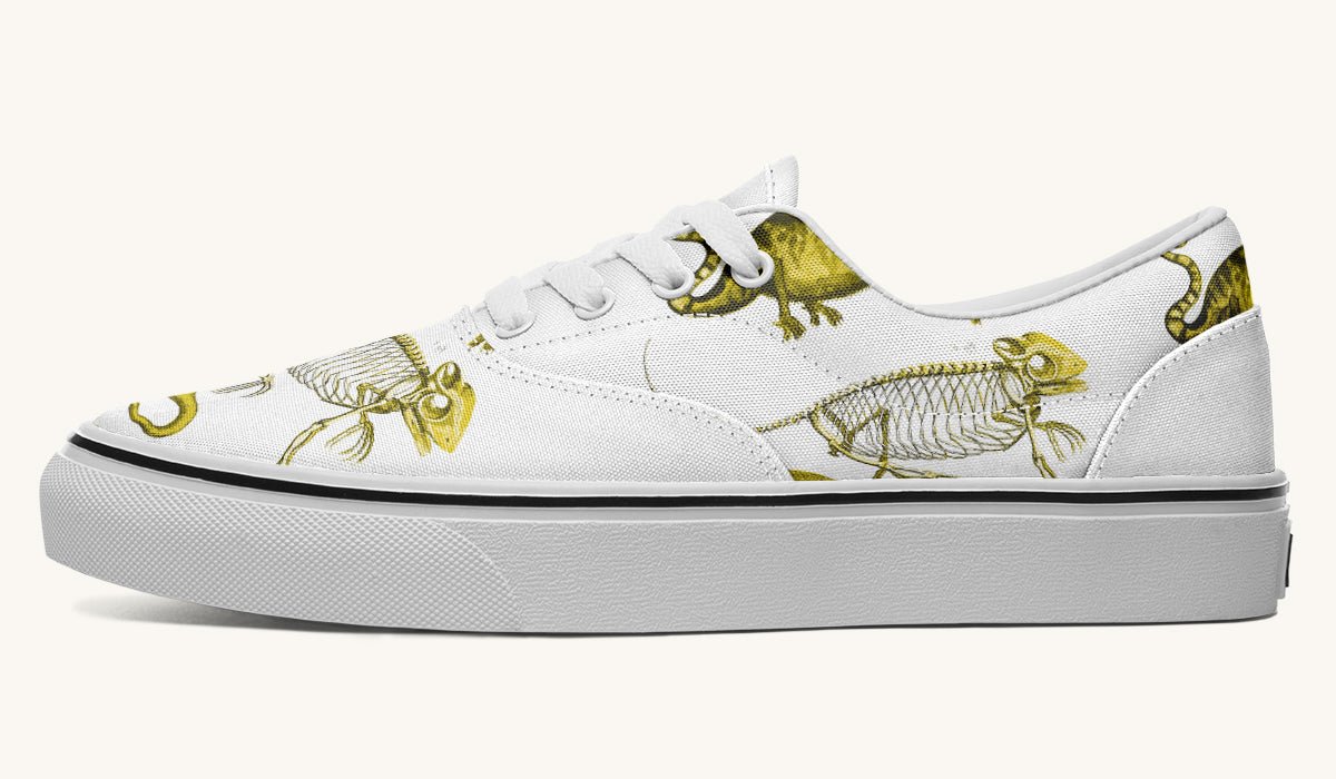 Reptilian In Bloom Yellow White Classic Shoes - Jaded Lament