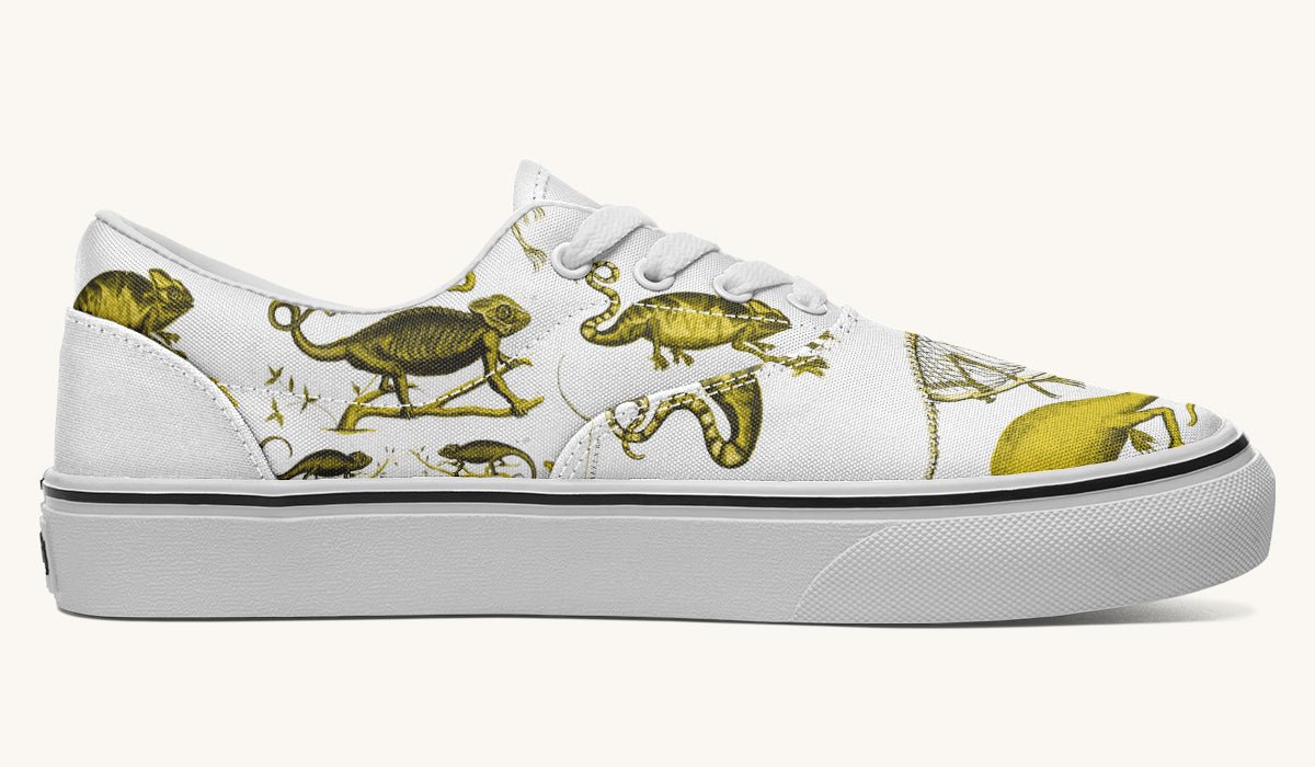 Reptilian In Bloom Yellow White Classic Shoes - Jaded Lament