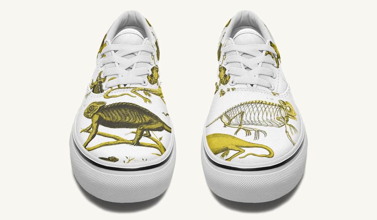 Reptilian In Bloom Yellow White Classic Shoes - Jaded Lament