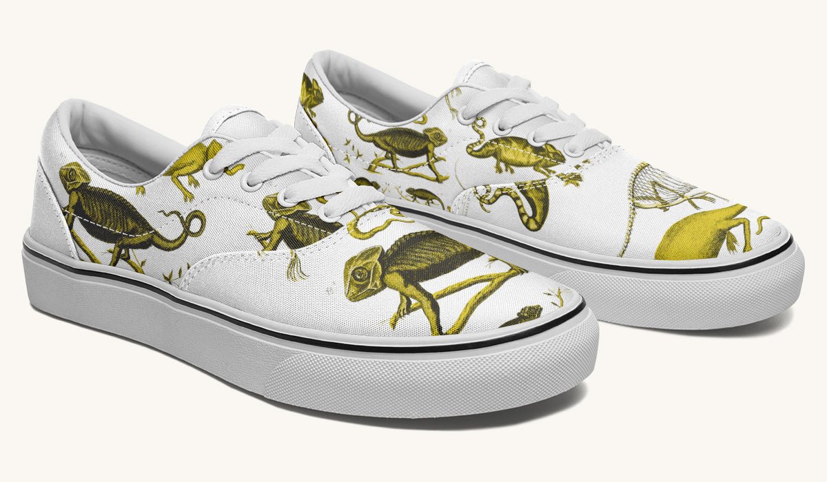 Reptilian In Bloom Yellow White Classic Shoes - Jaded Lament