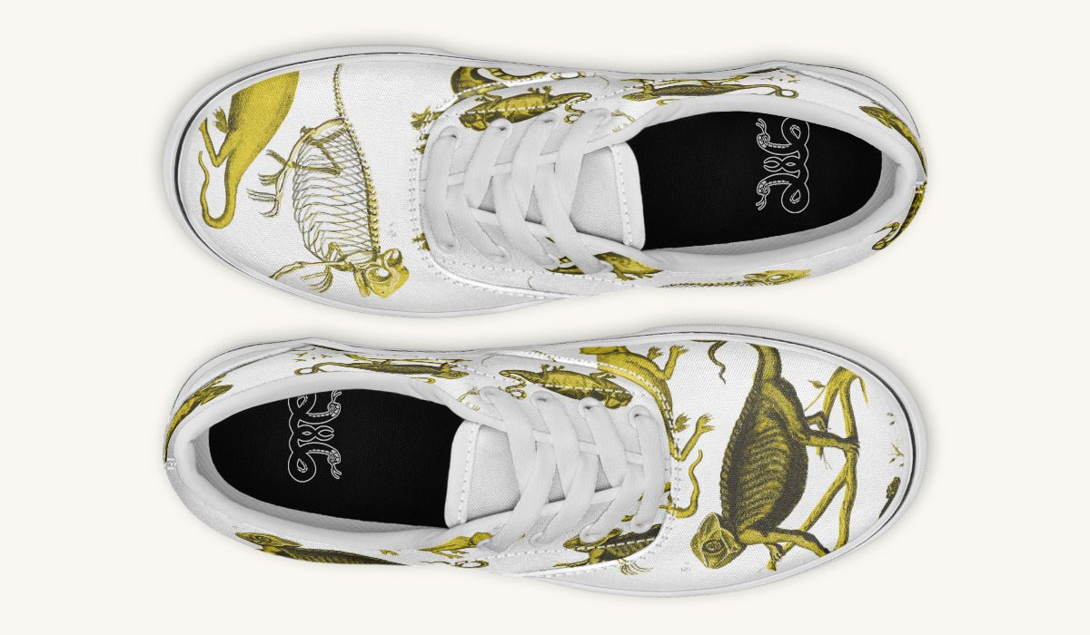 Reptilian In Bloom Yellow White Classic Shoes - Jaded Lament