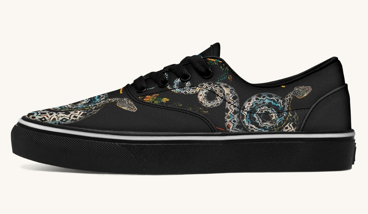 Serpent in Bloom Black Classic Shoes - Jaded Lament
