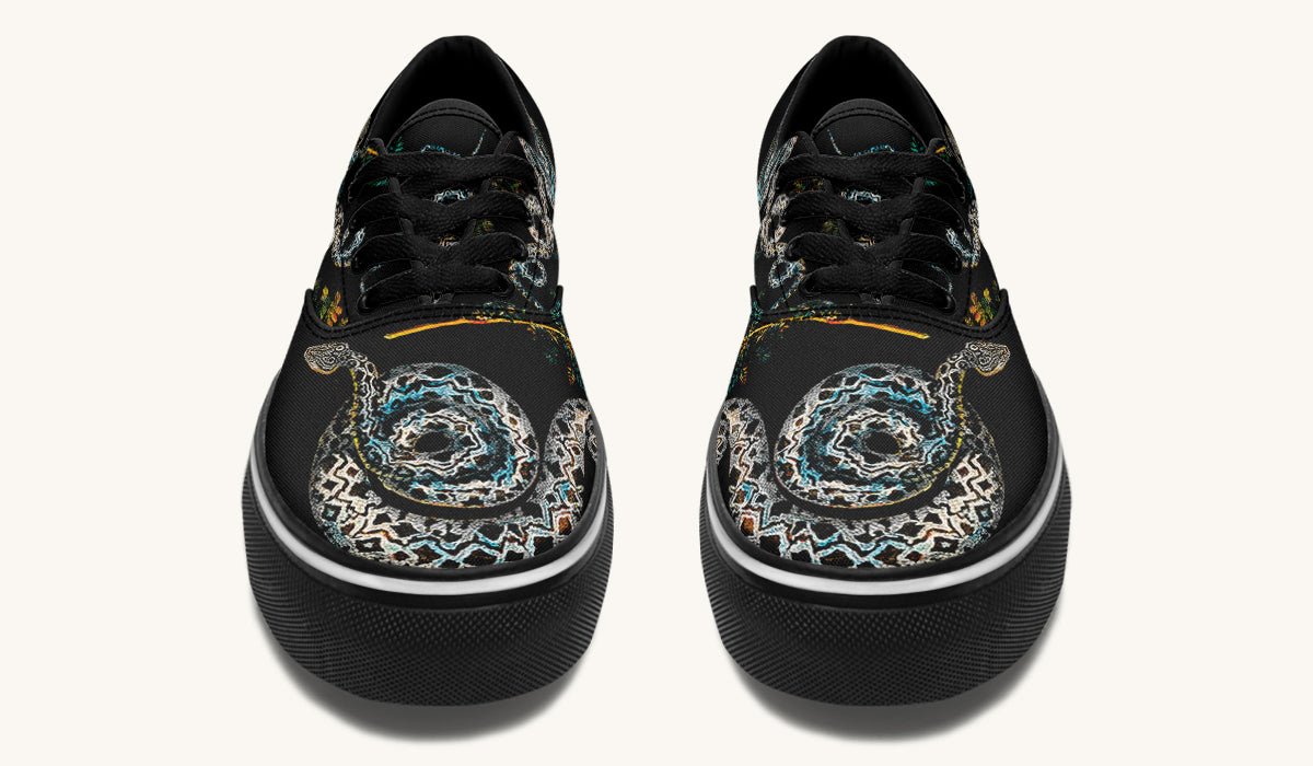 Serpent in Bloom Black Classic Shoes - Jaded Lament