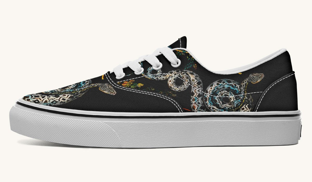 Serpent in Bloom Black Classic Shoes - Jaded Lament