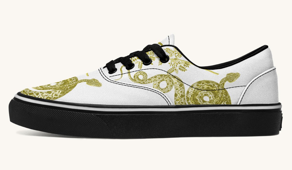 Serpent in Bloom Gold White Classic Shoes - Jaded Lament
