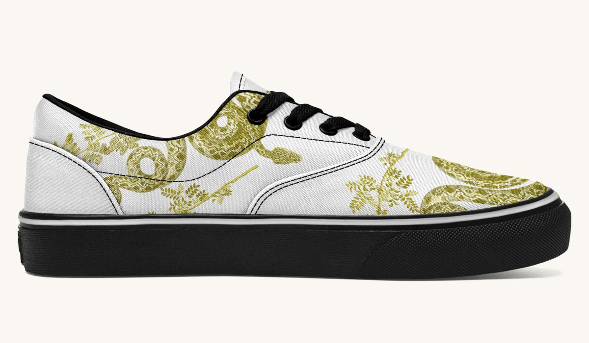 Serpent in Bloom Gold White Classic Shoes - Jaded Lament