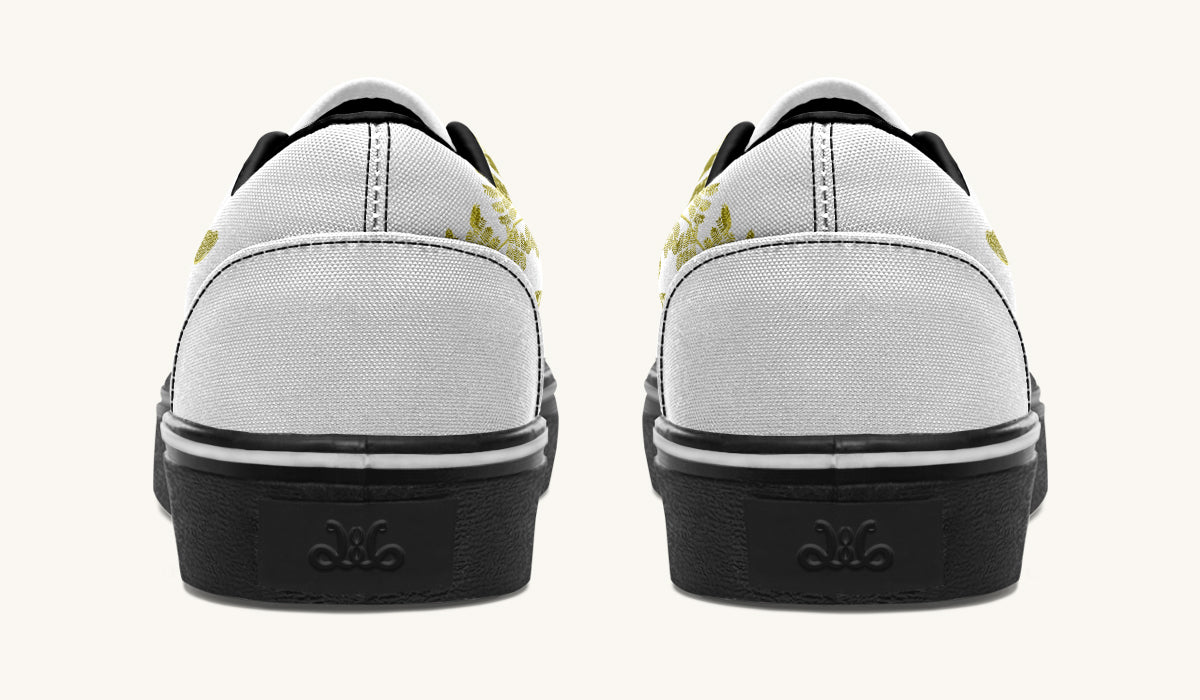 Serpent in Bloom Gold White Classic Shoes - Jaded Lament