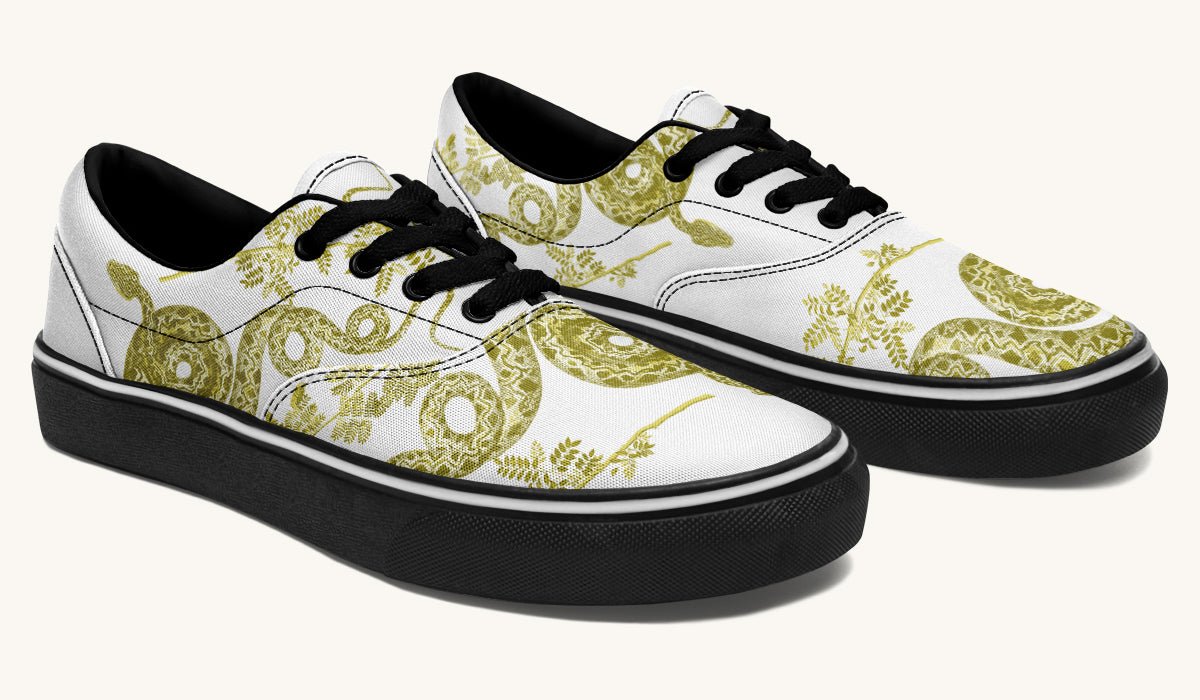 Serpent in Bloom Gold White Classic Shoes - Jaded Lament