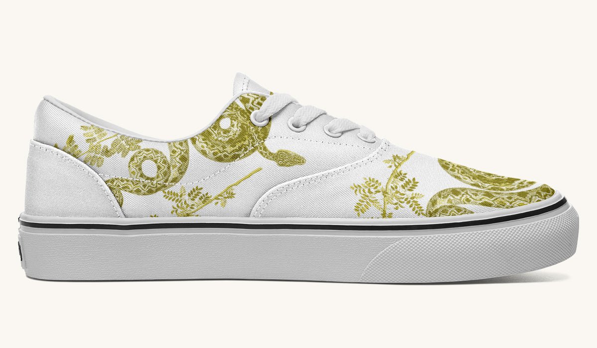 Serpent in Bloom Gold White Classic Shoes - Jaded Lament