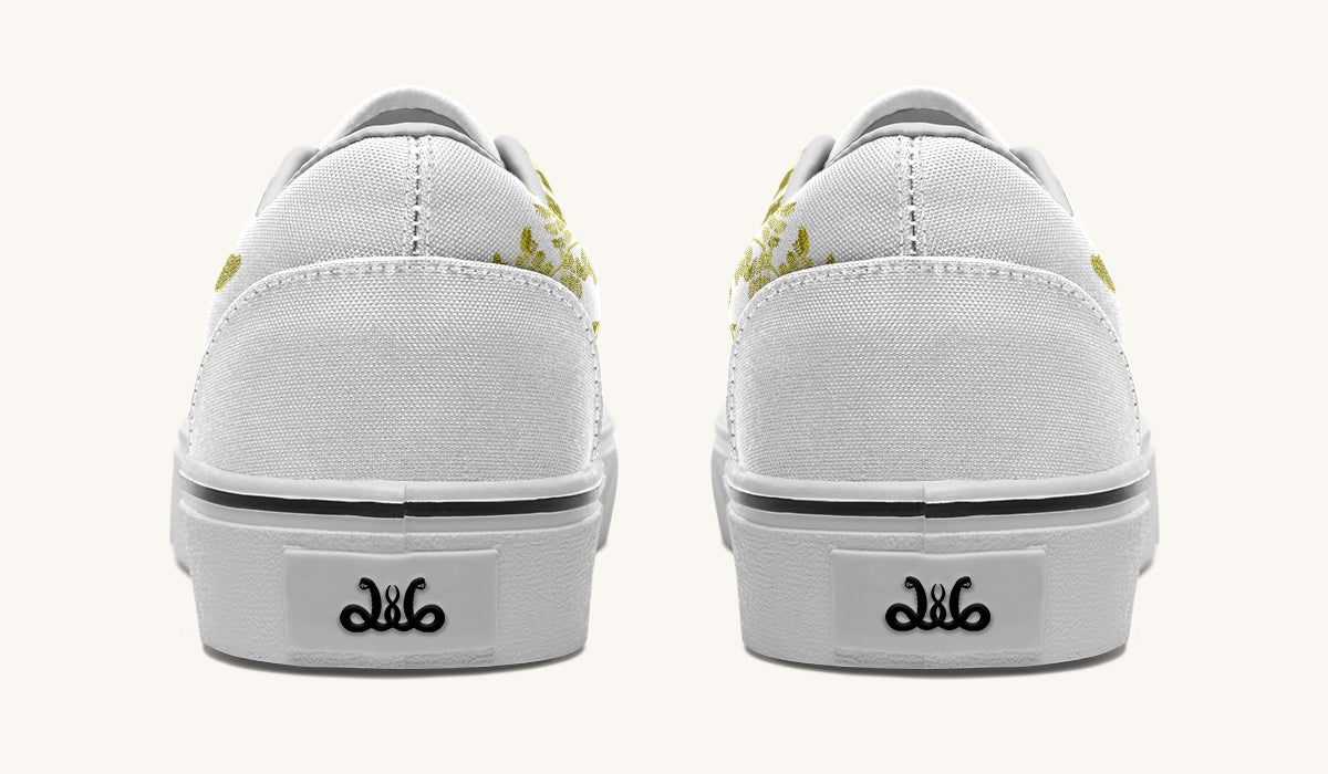 Serpent in Bloom Gold White Classic Shoes - Jaded Lament