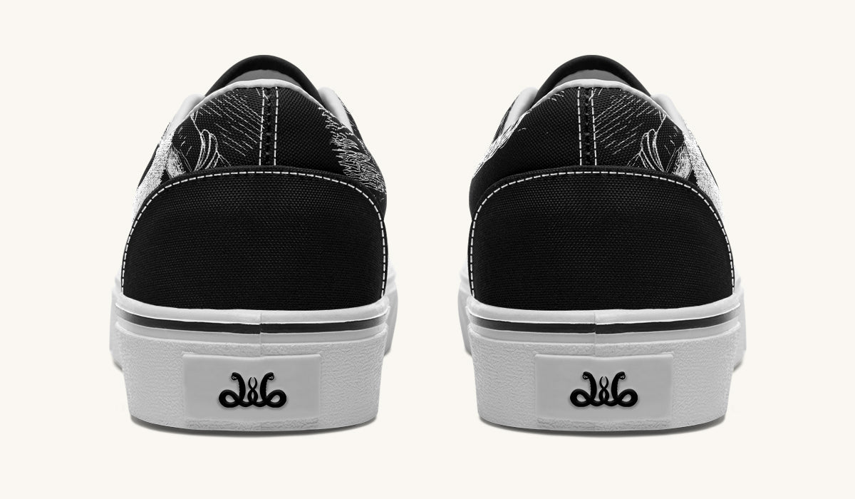 The Sloth Stays White Black Classic Shoes - Jaded Lament