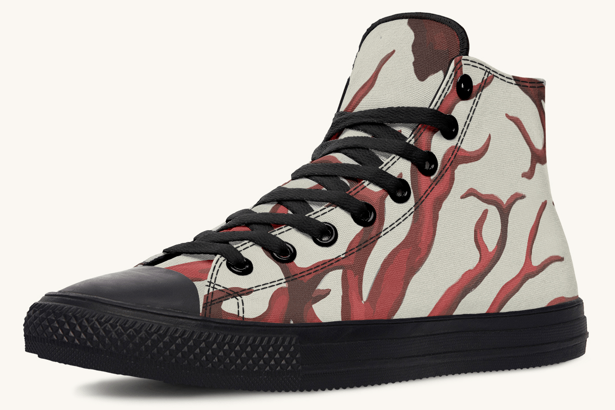 A Bloodroot Coral Sea Hightops - Jaded Lament