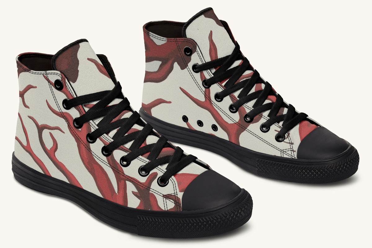 A Bloodroot Coral Sea Hightops - Jaded Lament