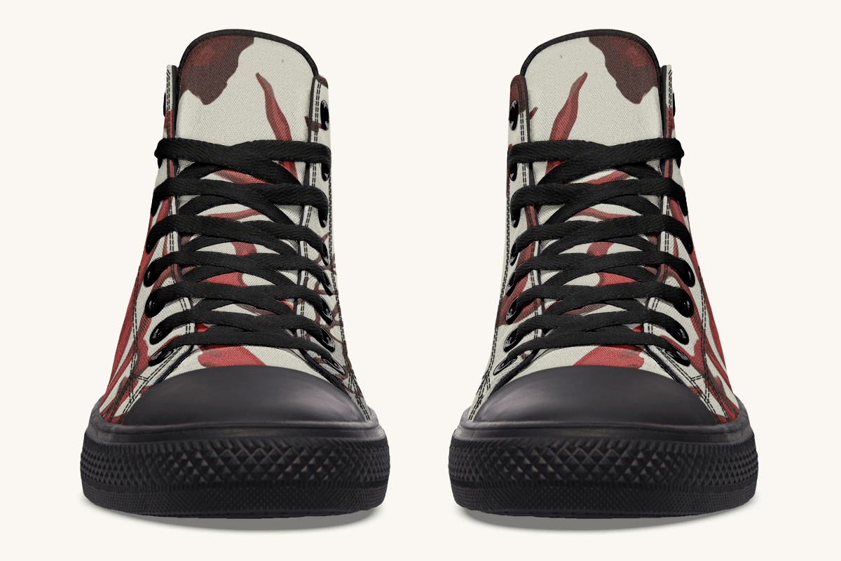 A Bloodroot Coral Sea Hightops - Jaded Lament
