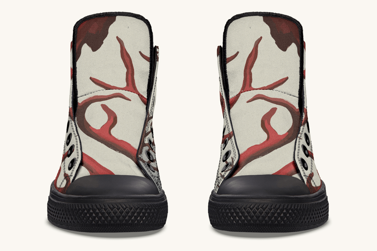 A Bloodroot Coral Sea Hightops - Jaded Lament