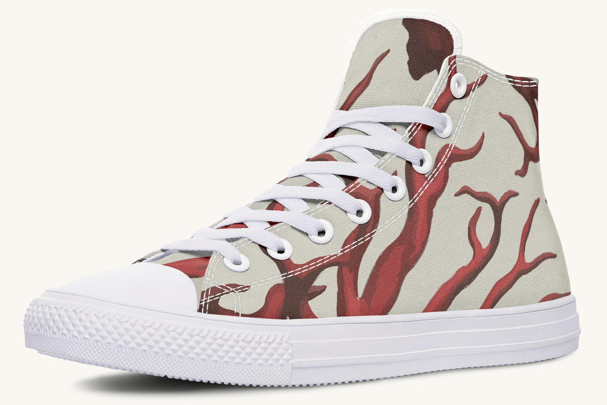A Bloodroot Coral Sea Hightops - Jaded Lament