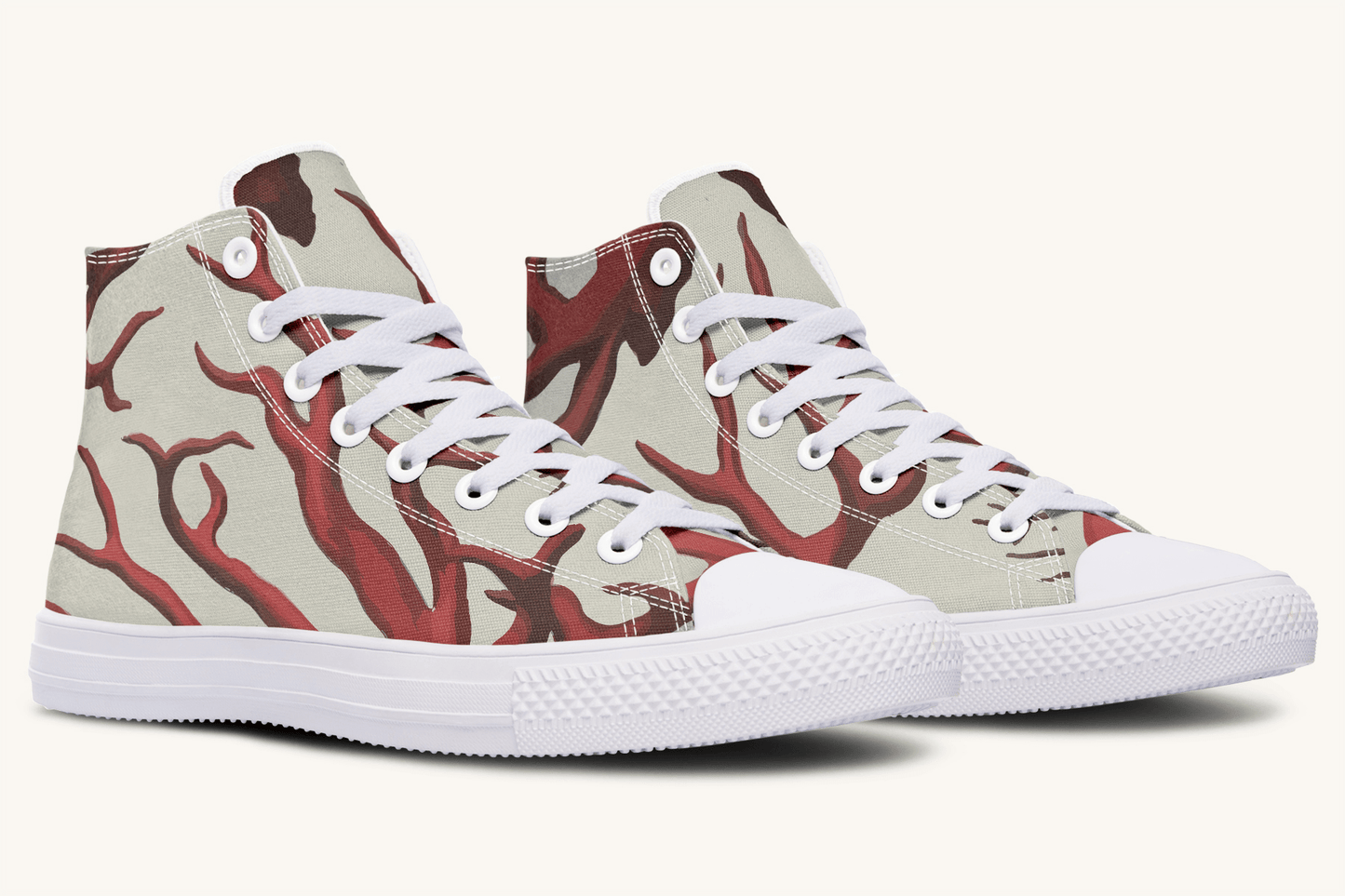 A Bloodroot Coral Sea Hightops - Jaded Lament