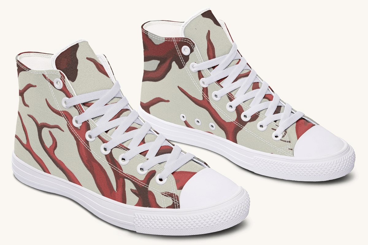 A Bloodroot Coral Sea Hightops - Jaded Lament