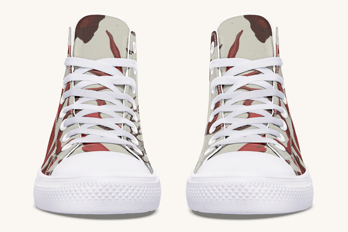 A Bloodroot Coral Sea Hightops - Jaded Lament