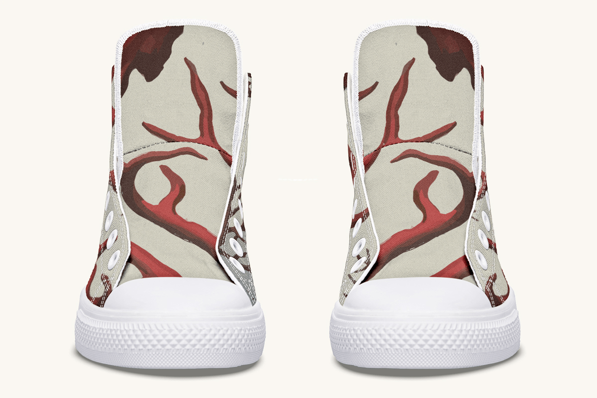A Bloodroot Coral Sea Hightops - Jaded Lament