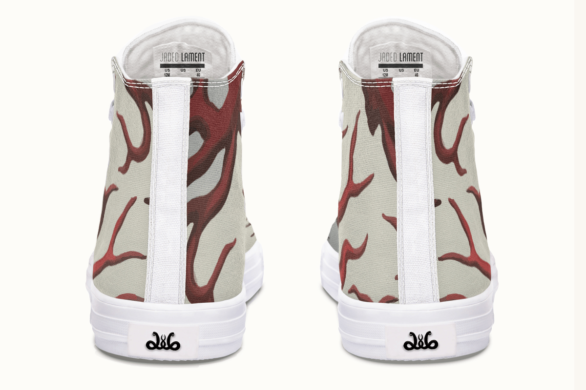 A Bloodroot Coral Sea Hightops - Jaded Lament