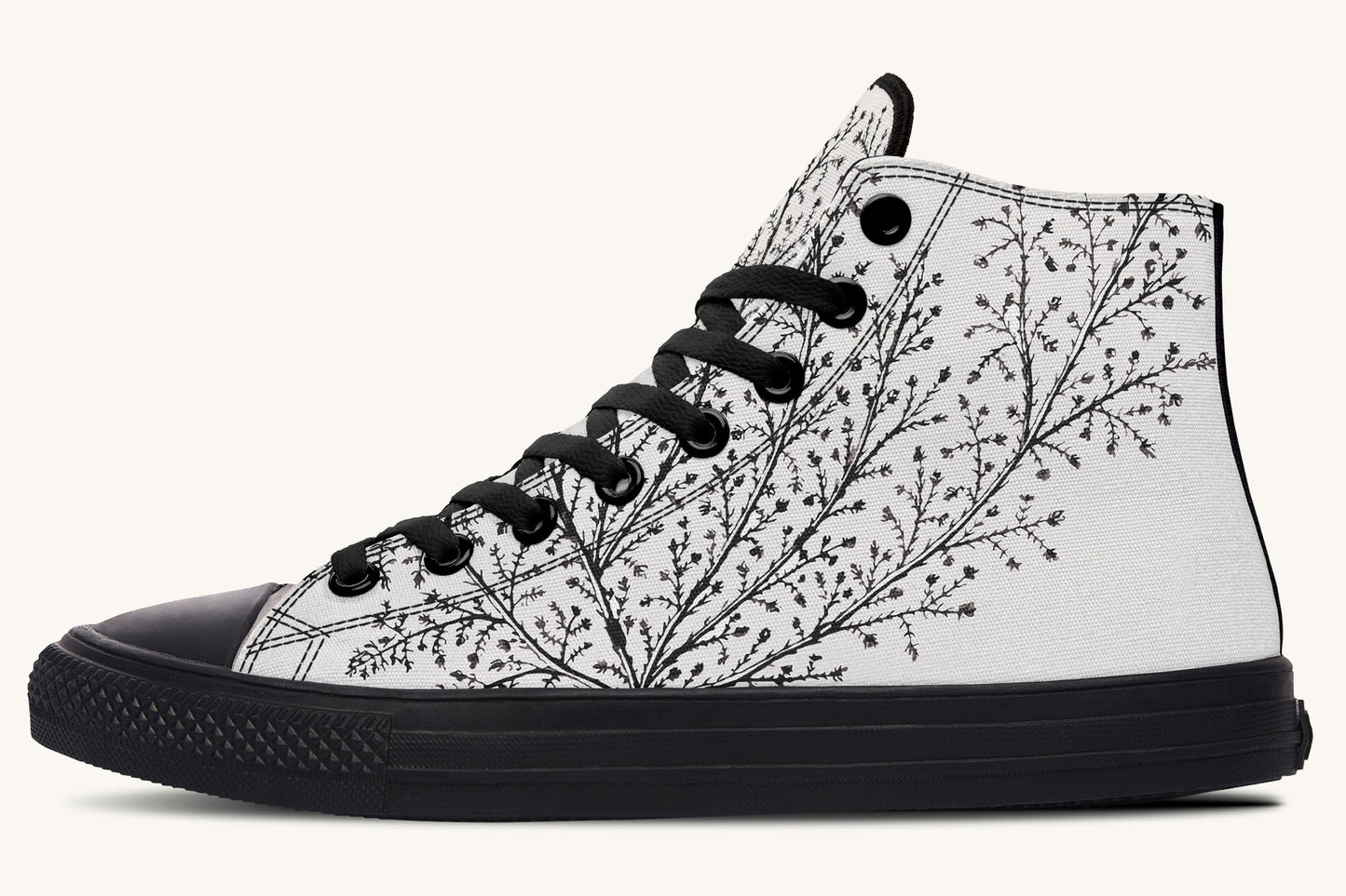 A Delicate Breath Black on Bone Hightops - Jaded Lament