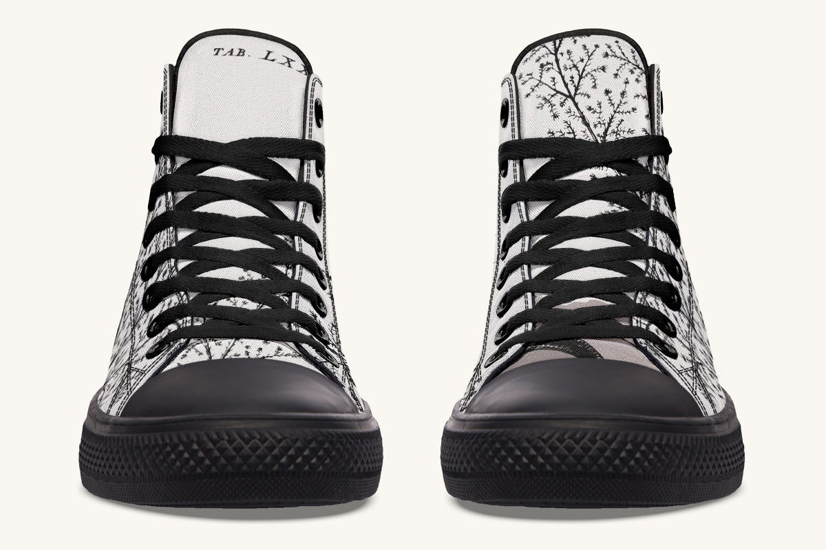 A Delicate Breath Black on Bone Hightops - Jaded Lament