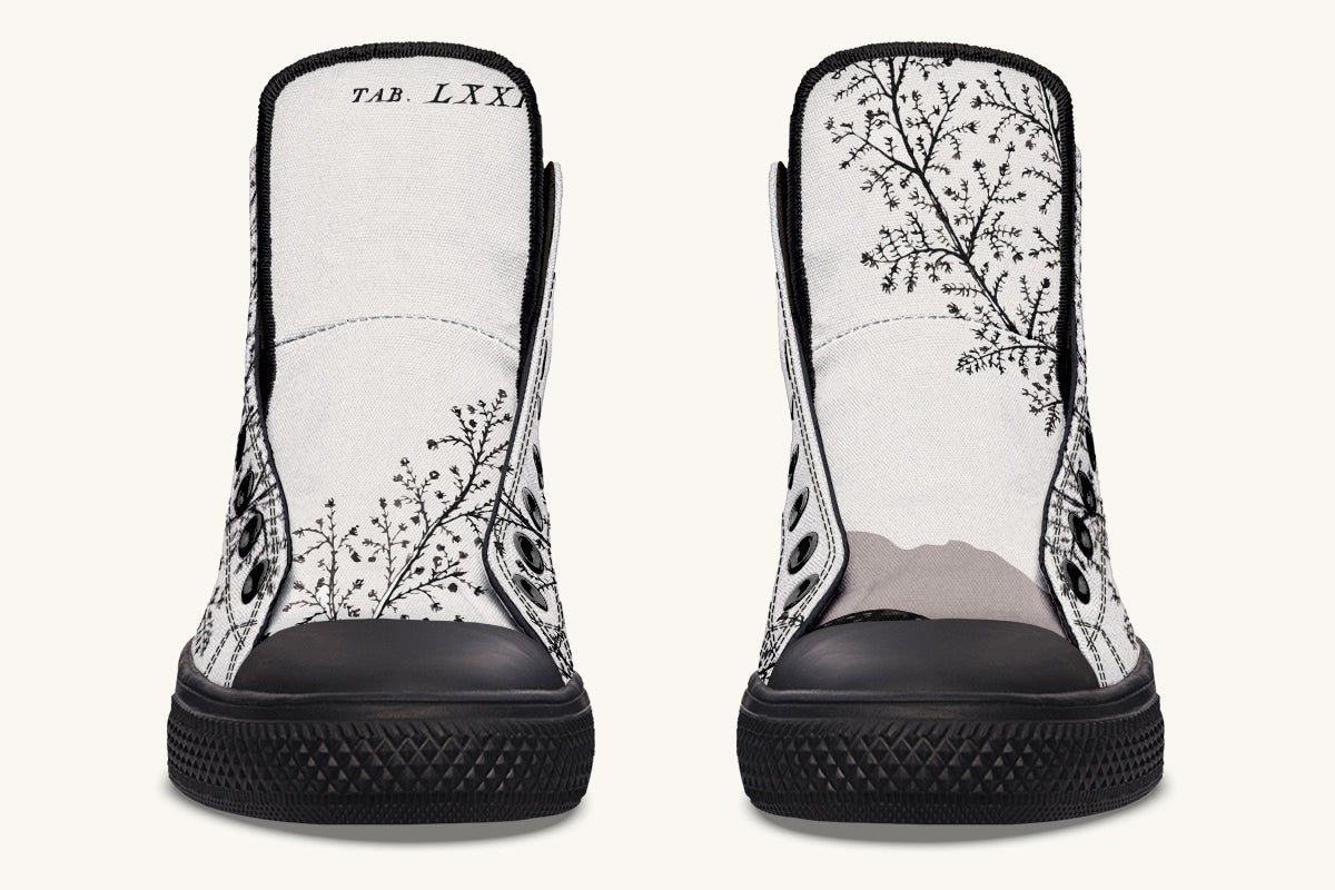 A Delicate Breath Black on Bone Hightops - Jaded Lament