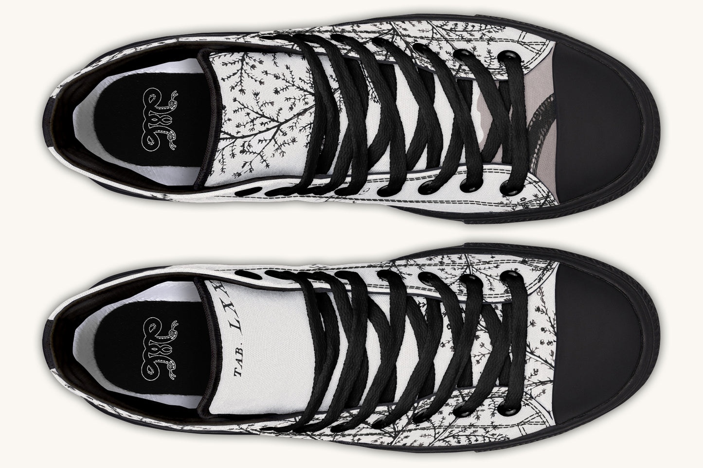 A Delicate Breath Black on Bone Hightops - Jaded Lament