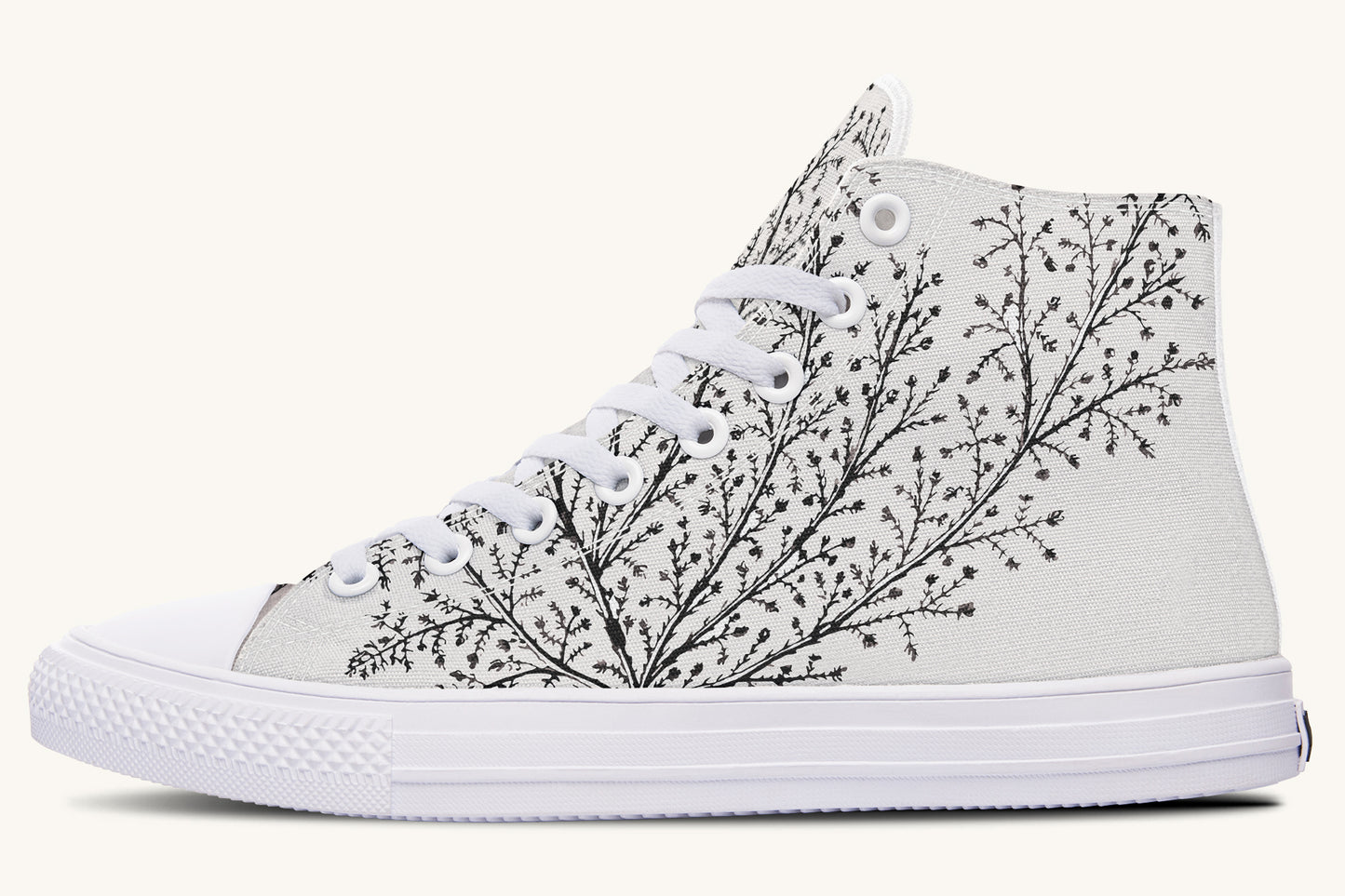 A Delicate Breath Black on Bone Hightops - Jaded Lament