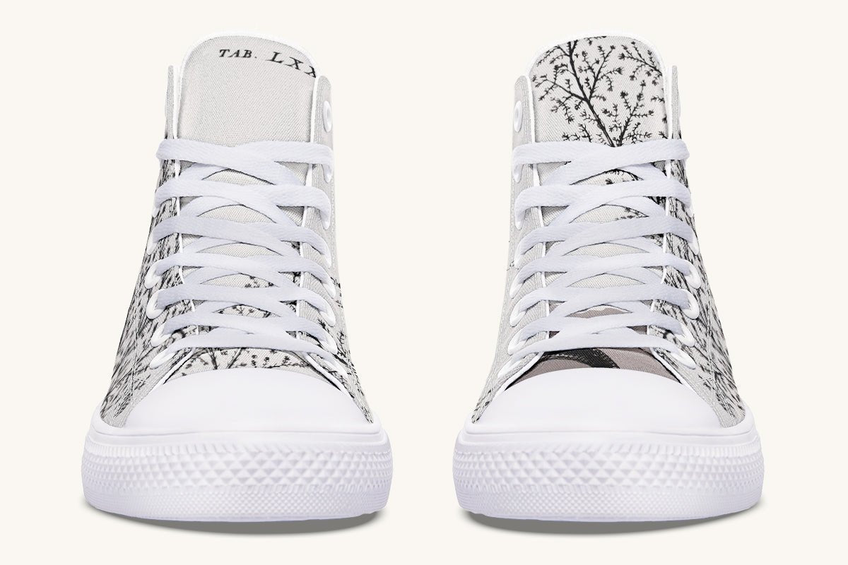 A Delicate Breath Black on Bone Hightops - Jaded Lament