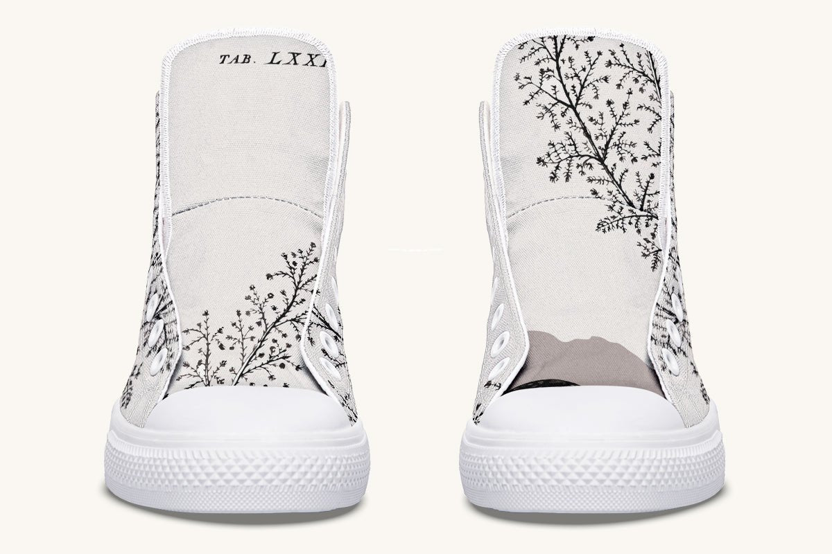 A Delicate Breath Black on Bone Hightops - Jaded Lament