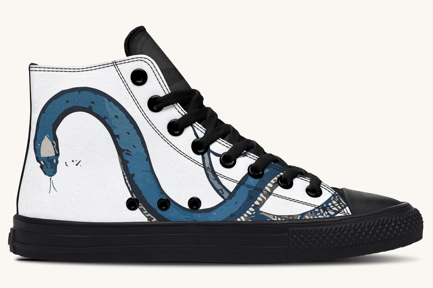 The Blue Coil Snow Snake White Hightops - Jaded Lament
