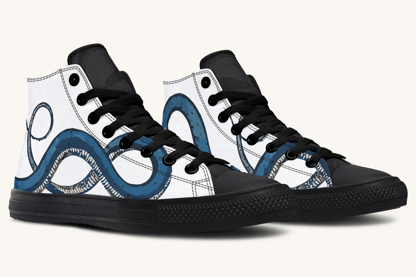 The Blue Coil Snow Snake White Hightops - Jaded Lament