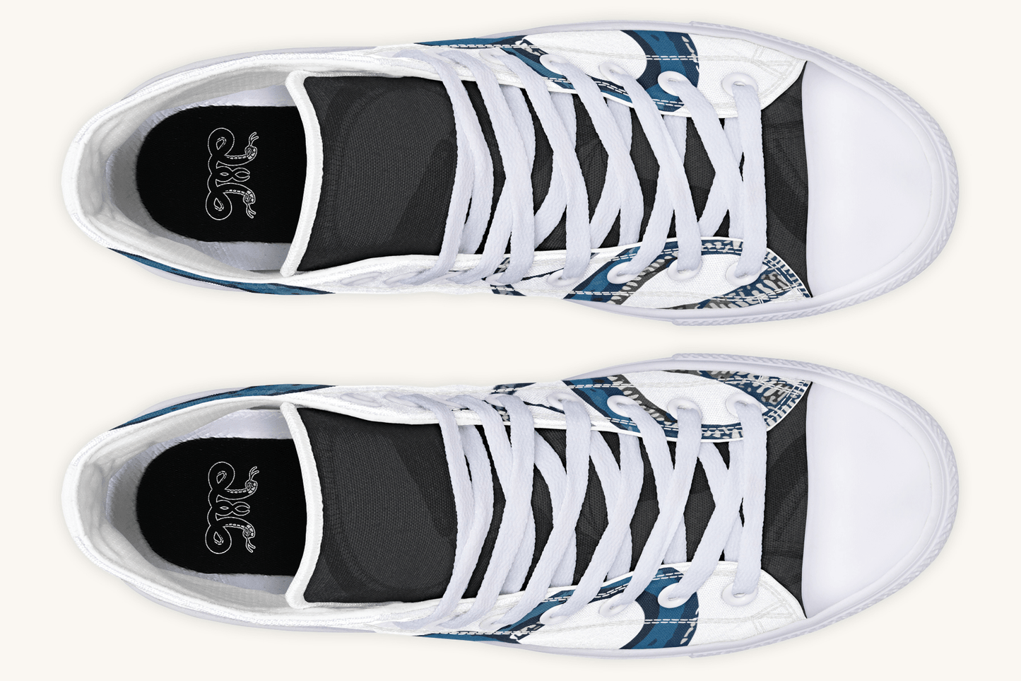 The Blue Coil Snow Snake White Hightops - Jaded Lament