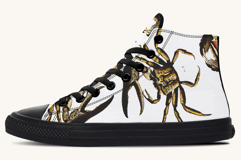 Crawl the Sea of Stars White with Gold Hightops - Jaded Lament