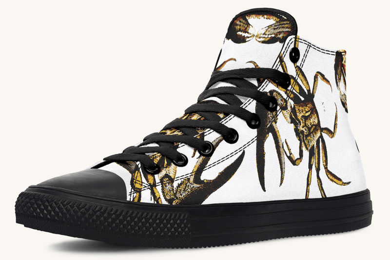 Crawl the Sea of Stars White with Gold Hightops - Jaded Lament