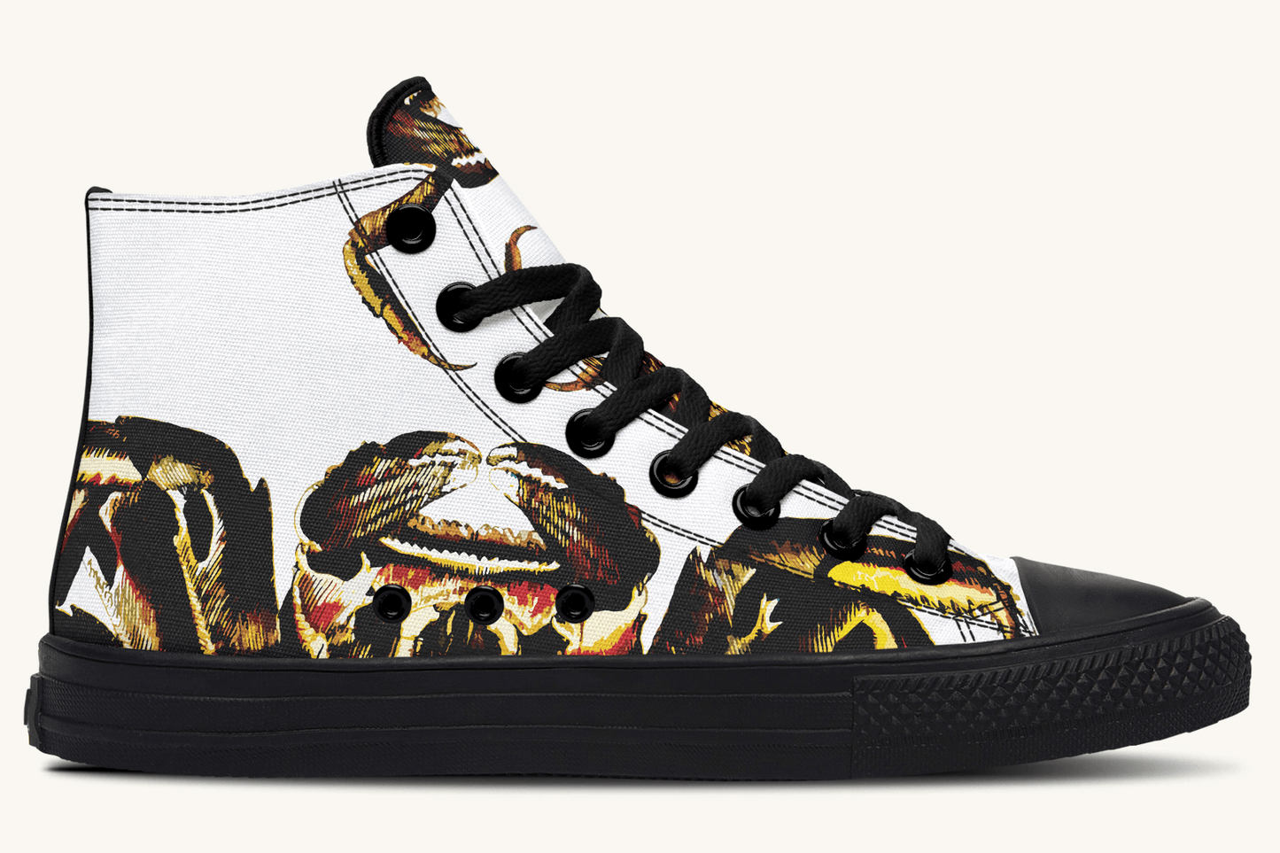 Crawl the Sea of Stars White with Gold Hightops - Jaded Lament