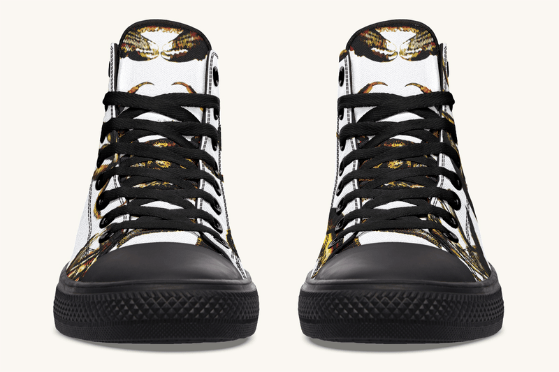 Crawl the Sea of Stars White with Gold Hightops - Jaded Lament