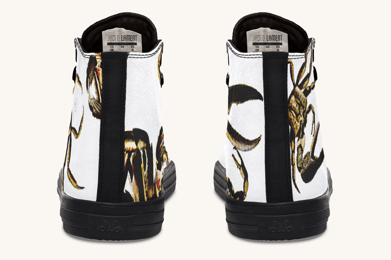 Crawl the Sea of Stars White with Gold Hightops - Jaded Lament