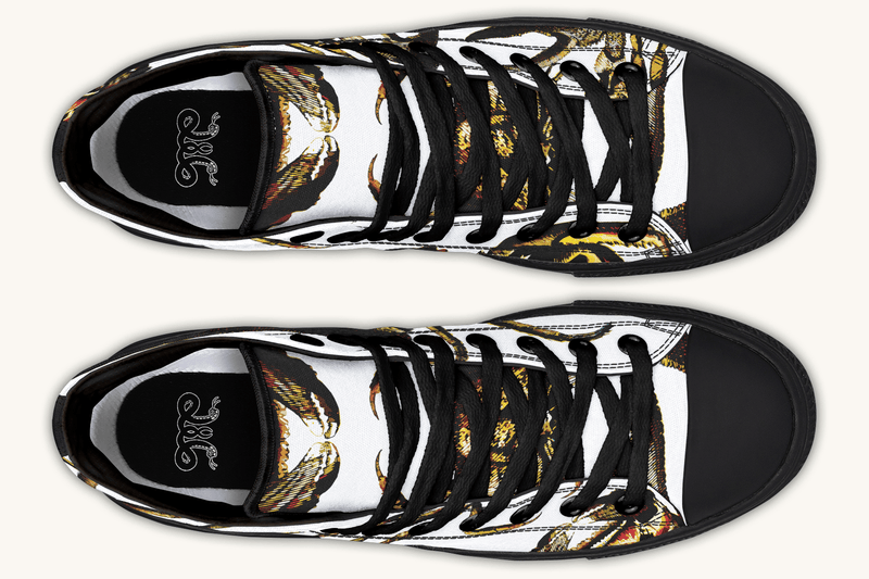 Crawl the Sea of Stars White with Gold Hightops - Jaded Lament