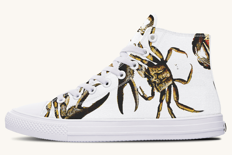 Crawl the Sea of Stars White with Gold Hightops - Jaded Lament