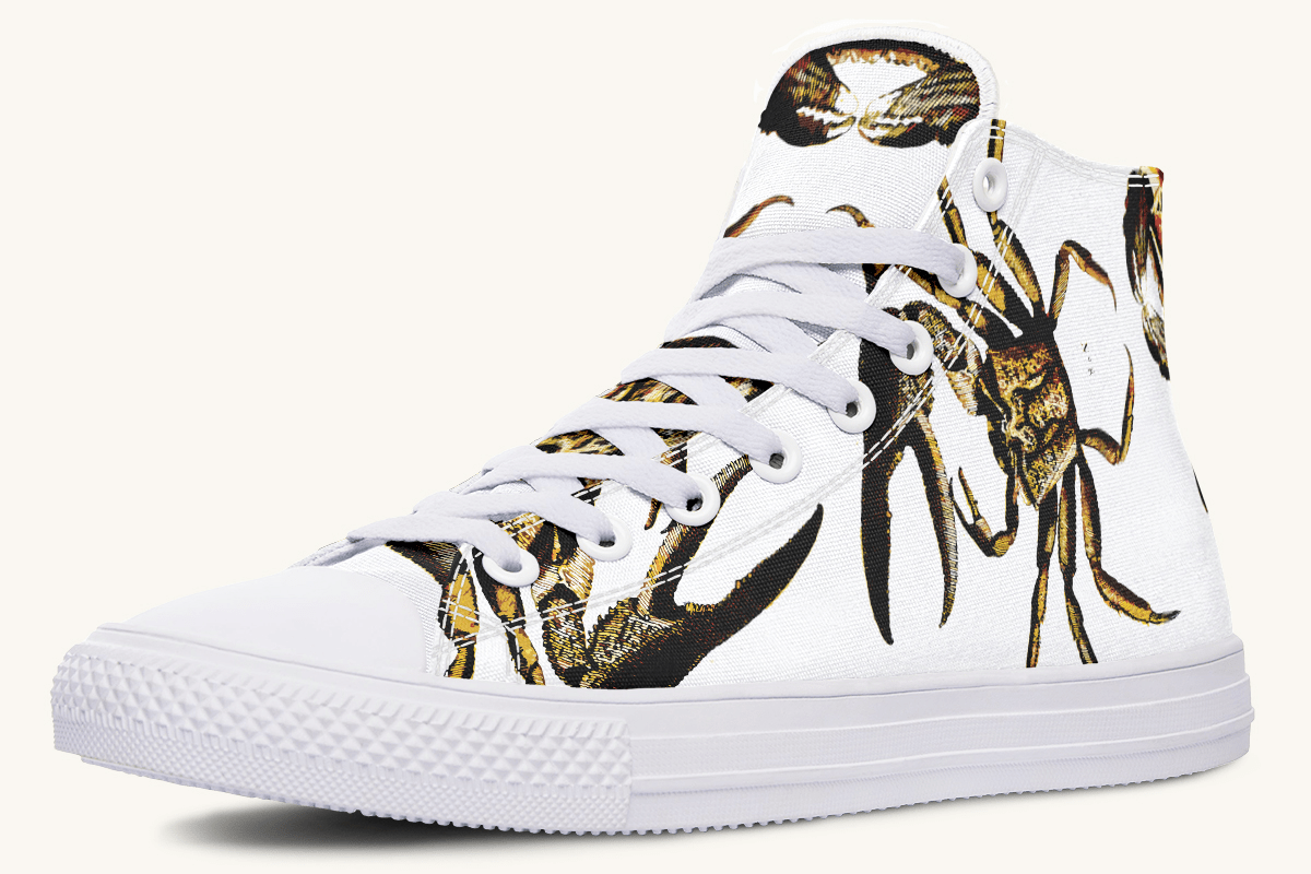 Crawl the Sea of Stars White with Gold Hightops - Jaded Lament