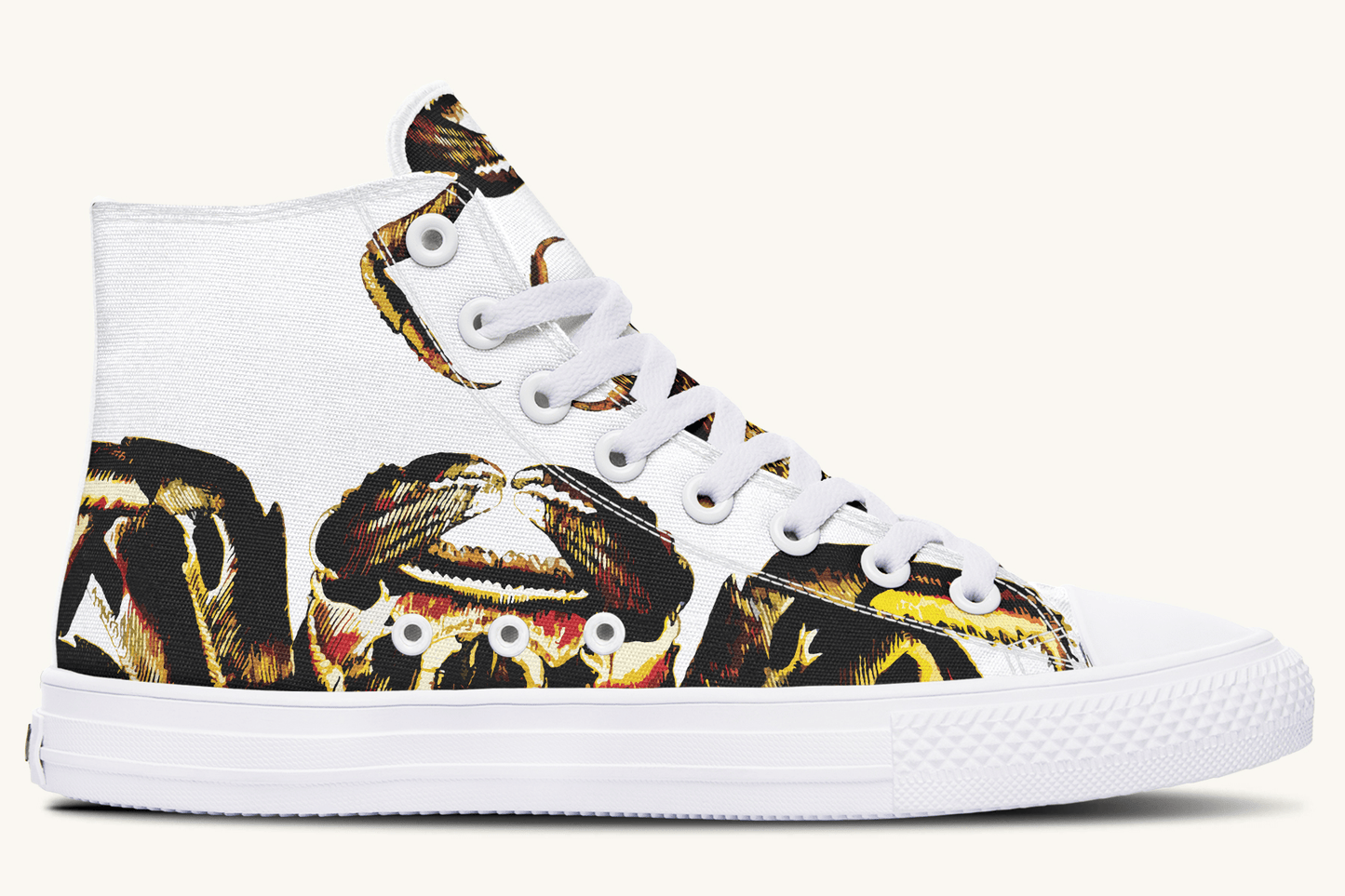 Crawl the Sea of Stars White with Gold Hightops - Jaded Lament