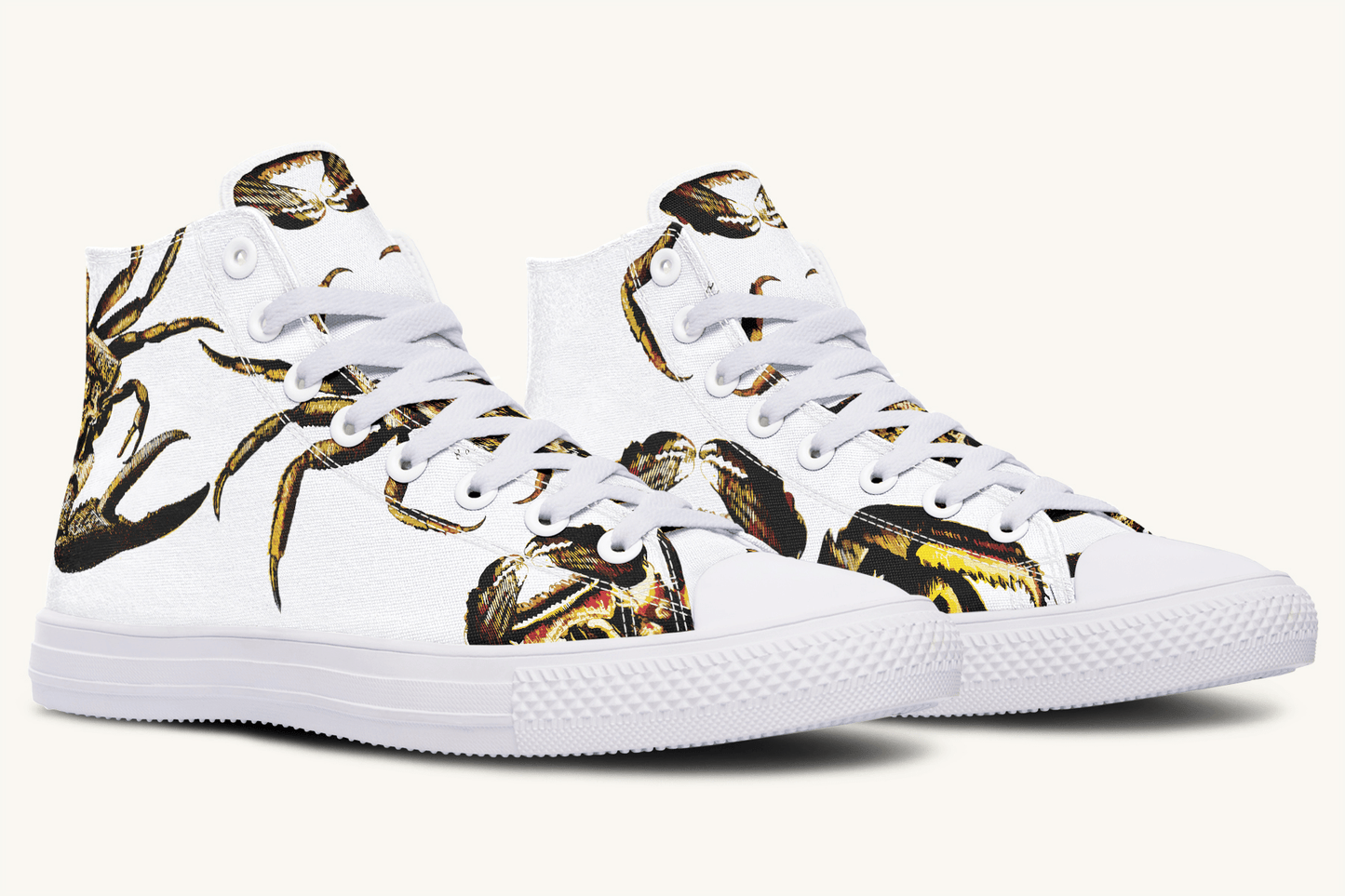 Crawl the Sea of Stars White with Gold Hightops - Jaded Lament